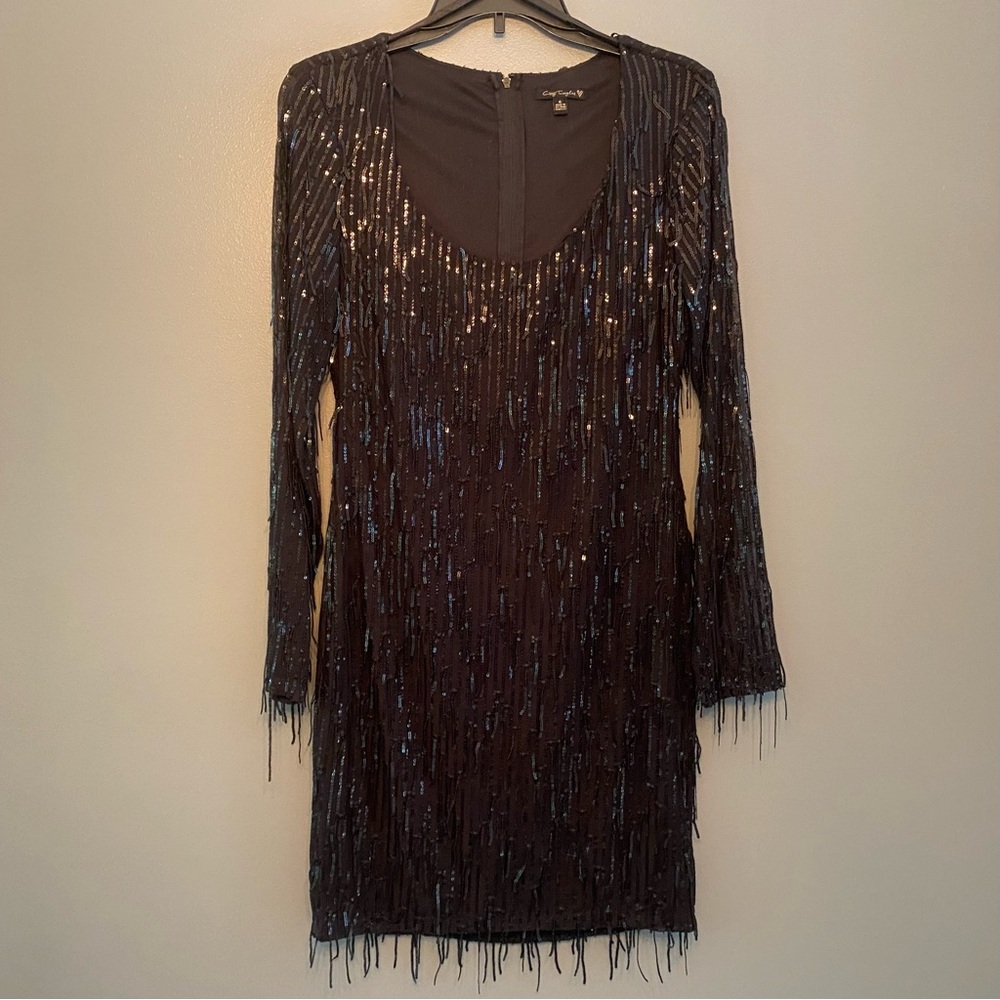 Black Sequin Long Sleeve Cocktail Dress